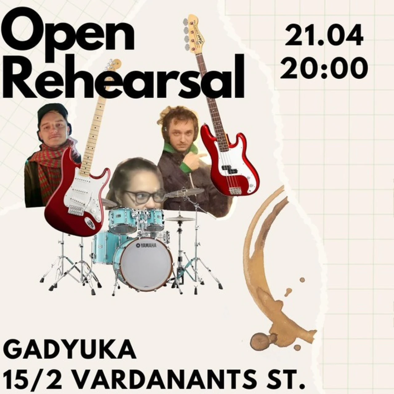Arkata band Open Rehearsal Gadyuka 15, 2 Vardanants St, Yerevan