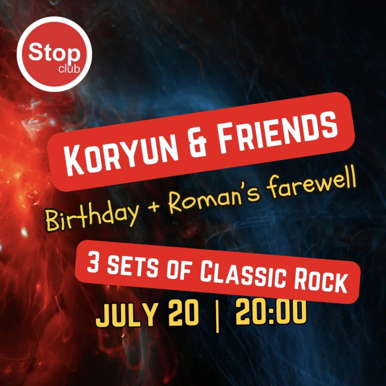 Rock Night: 3 sets of Classic Rock Stop Club 37 Moskovyan Street, Yerevan