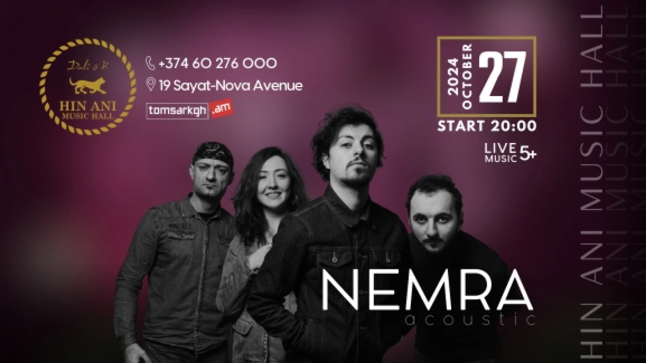 Nemra Հին Անի Մյուզիք Հոլլ Hin Ani Music Hall, 19 Sayat-Nova Ave, Yerevan