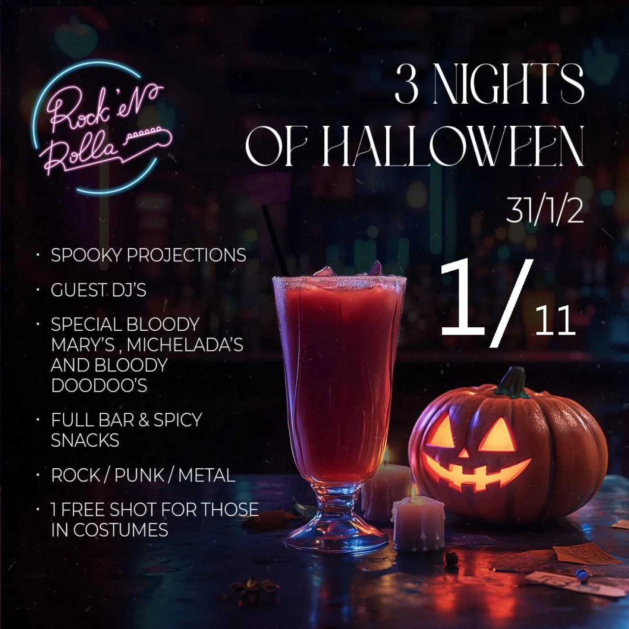 3 Nights Of Halloween  (01/11) Rockβnβrolla 25 Tumanyan St, Yerevan