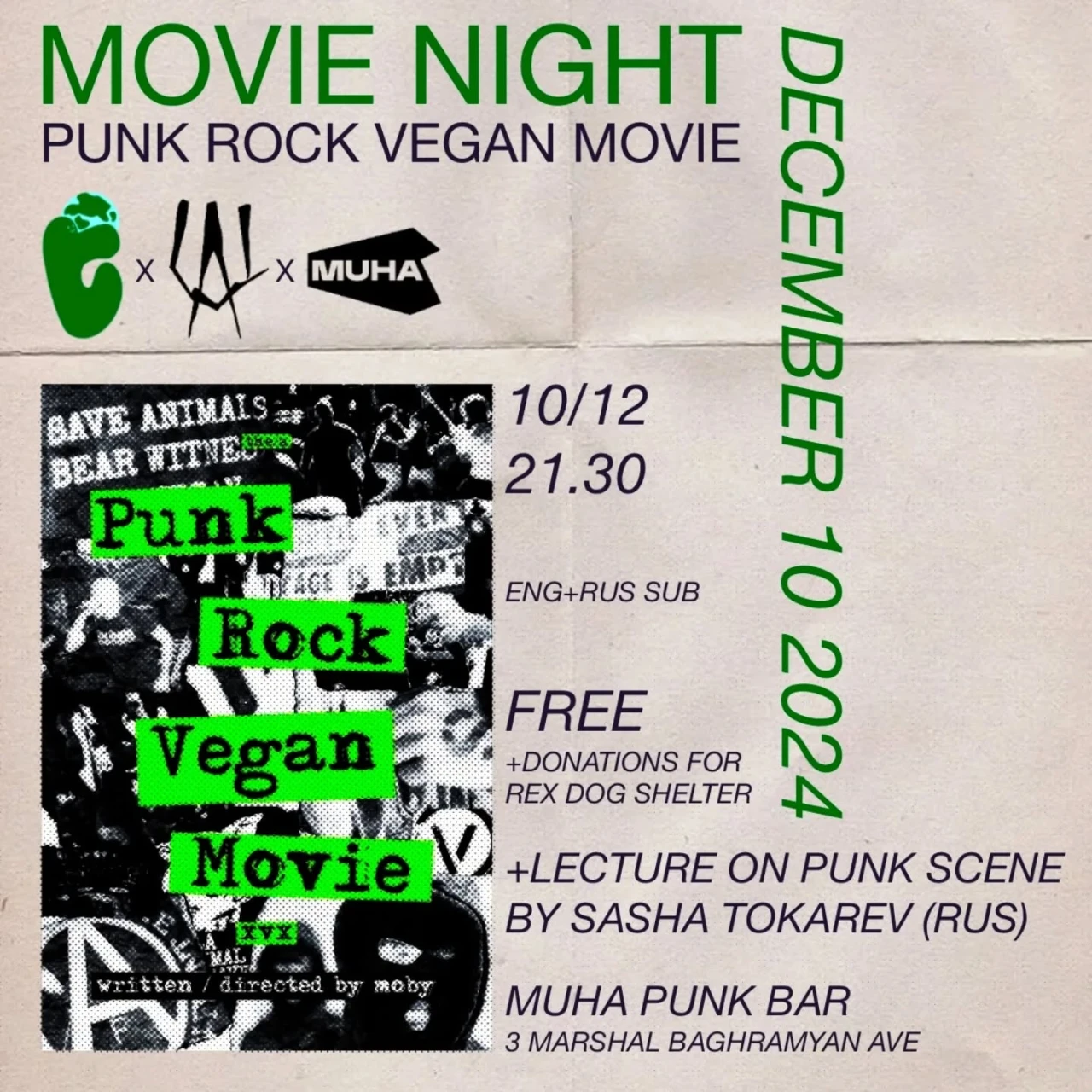 πΈπ₯ Punk Rock Vegan Movie by Moby at Muha Punk Bar π± MUHA 3 Marshal Baghramyan Ave, Yerevan