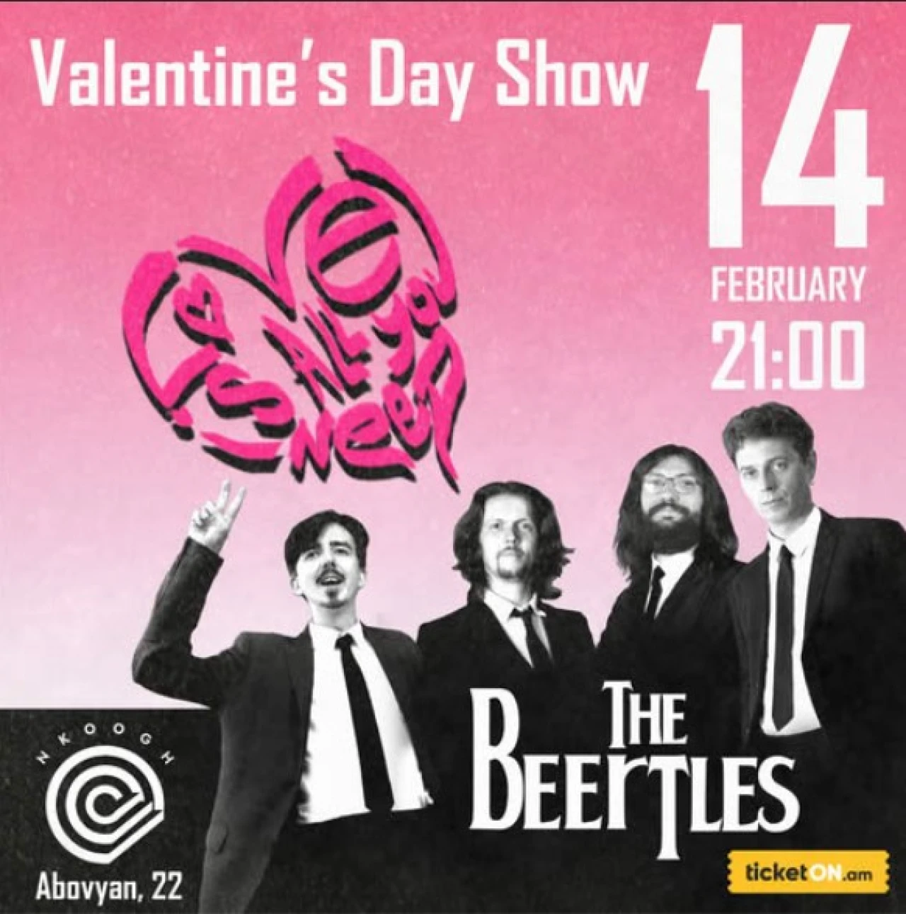 The Beertles – Valentine's Day Show Nkoogh Cocktail Bar 22 Abovyan St, Yerevan
