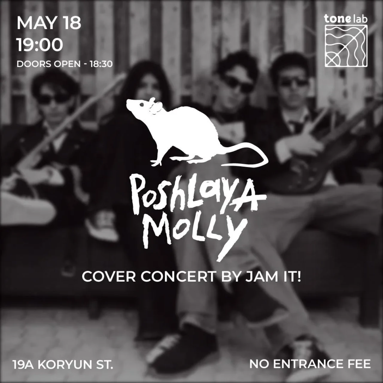 Jam It! Poshlaya Molly cover concert. ToneLab Studio 19a Koryun St, Yerevan