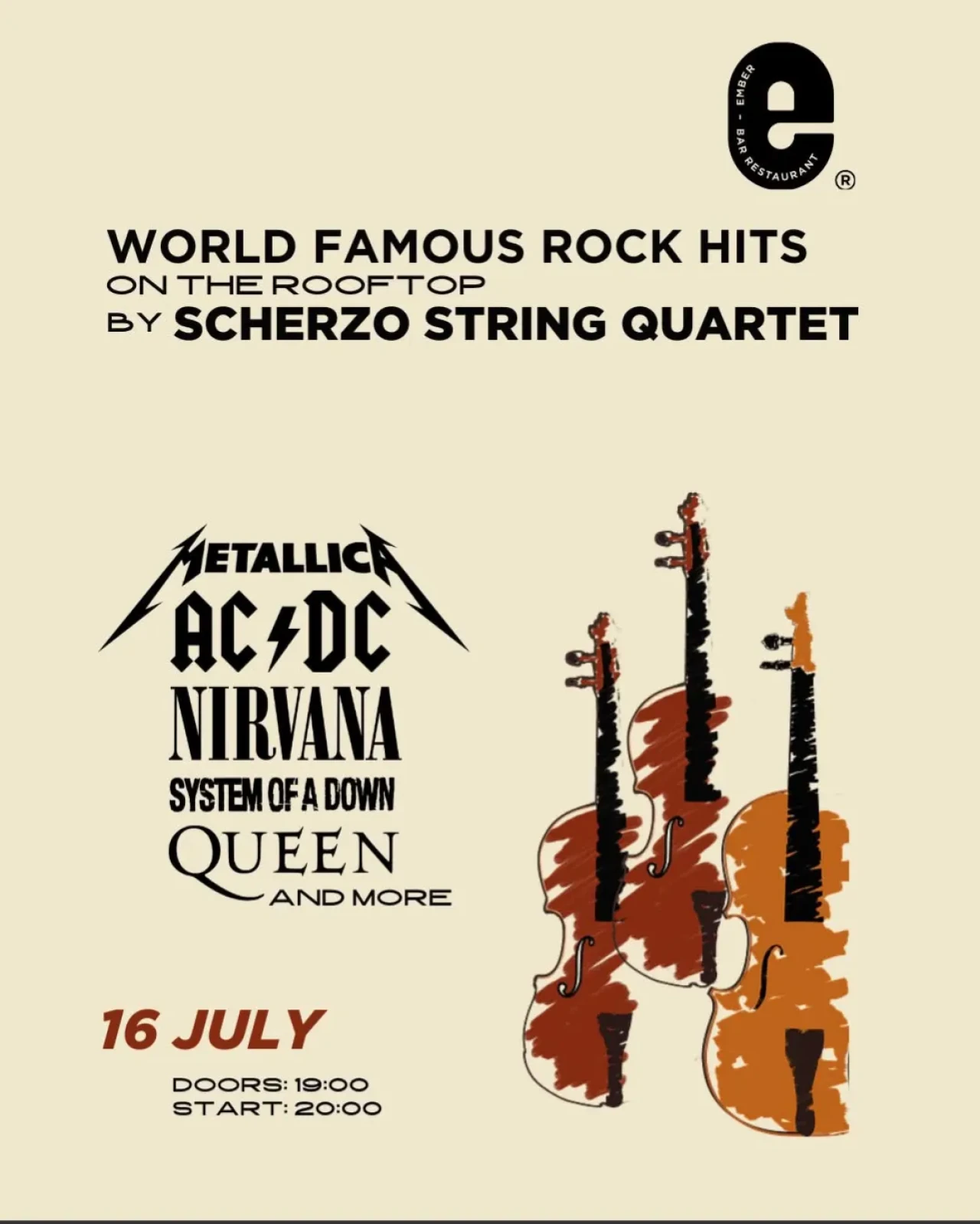 WORLD FAMOUS ROCK HITS Ember Bar-Restaurant 2 Amiryan St, Yerevan